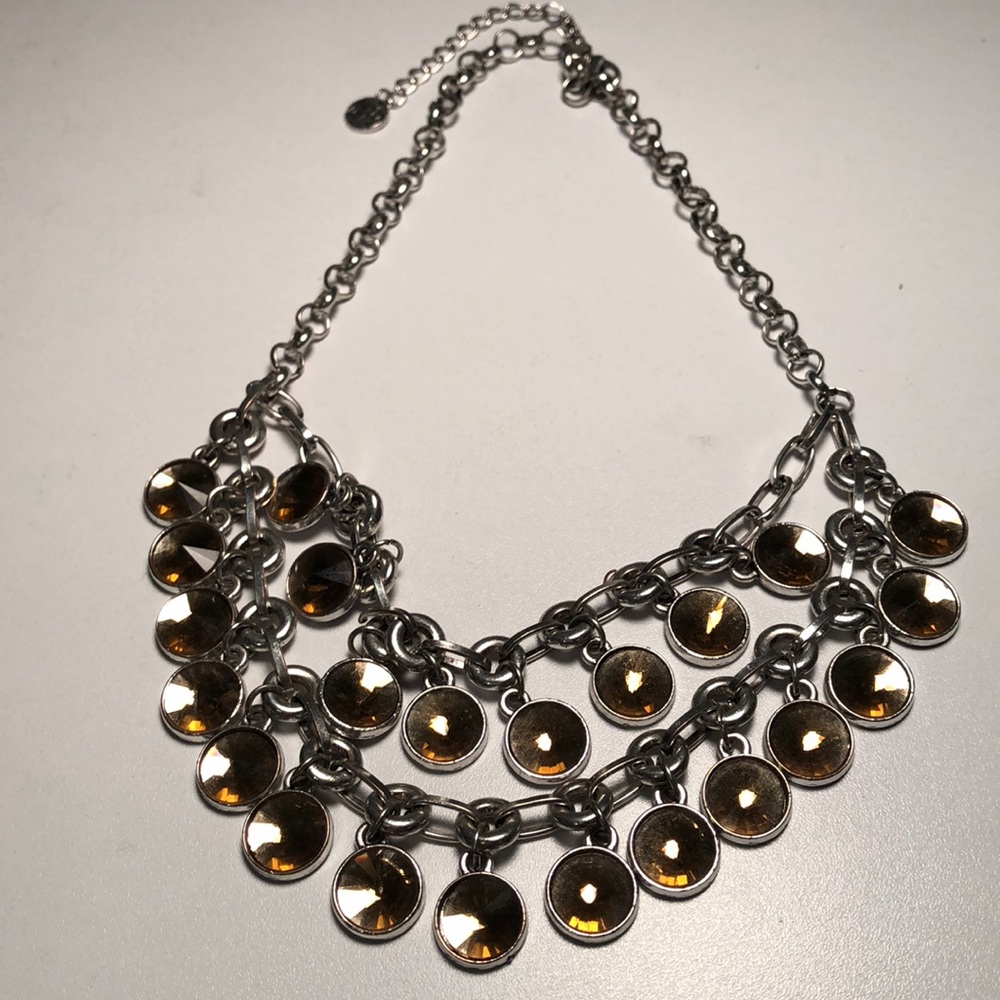Silver necklace with stones